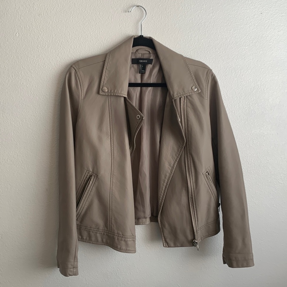 Forever 21 Taupe leather jacket small